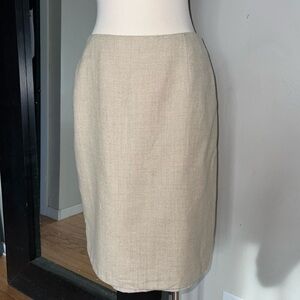 Lands End Skirt Womens Linen Blend A-Line Neutral Beige Side Zip Skirt Size 8